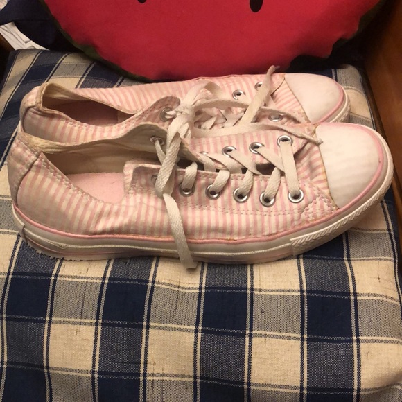 Pink and white striped converse all star sneakers - Picture 4 of 7